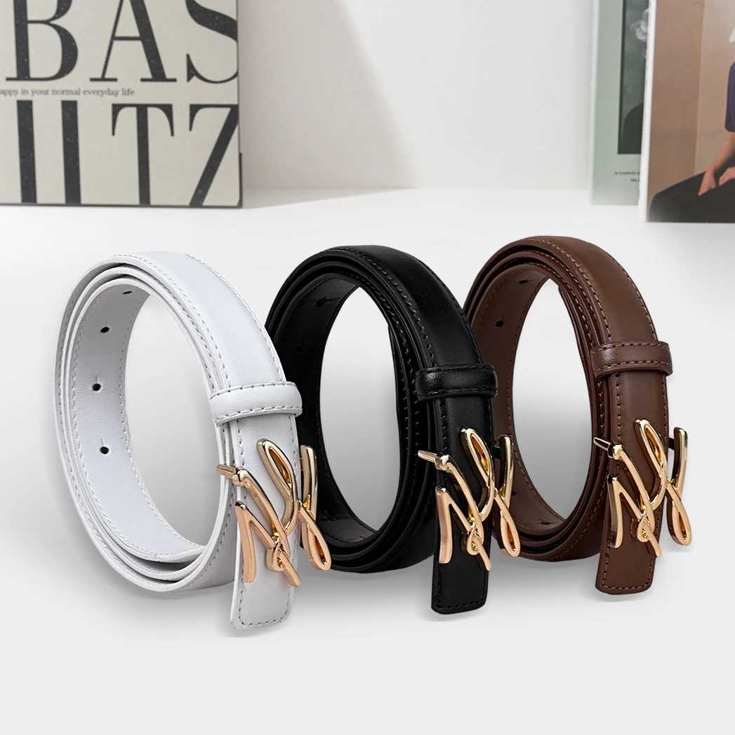 Women Belts with Gold Cursive Letter Buckle Adjustable Waist Strap for Jeans Free Shipping Luxury Accessory S2610172T8D
