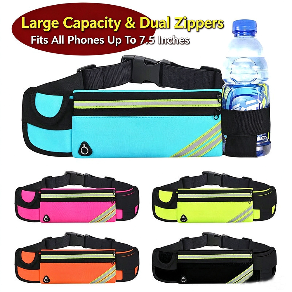 Large Capacity & Dual ZippersFits All Phones Up To 7.5 InchesFashion Sports Waterproof Waist BagUnisex Lightweight Convenient