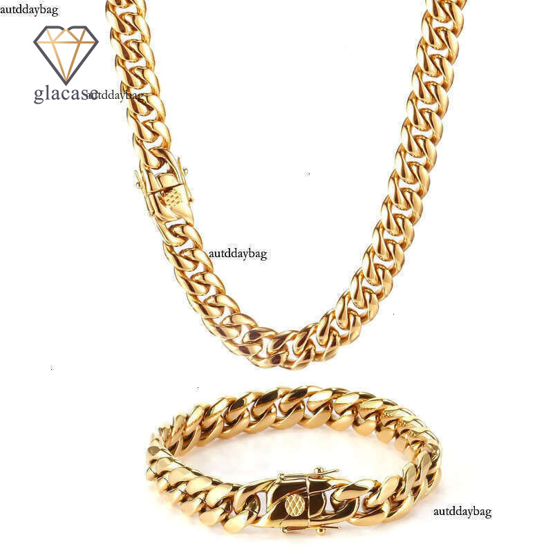 6-10mm Wide Miami Chain For Women 316L Stainless Steel Plated 14K Gold Chains High Polished Punk Cuban Link Bracelet Mens Christmas Jewelry woman Gi