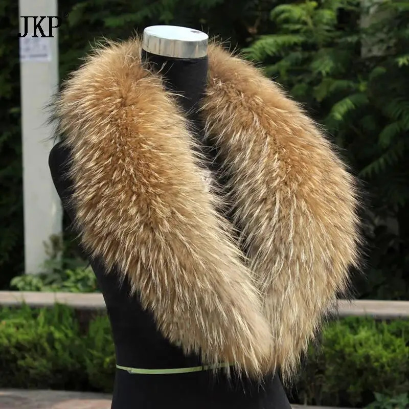 Natural Fur Collar Raccoon Fur Fox Collar Natural Scarf Genuine Big Raccoon Jacket Fur Scarf Warp Shawl Winter Neck warmer261016