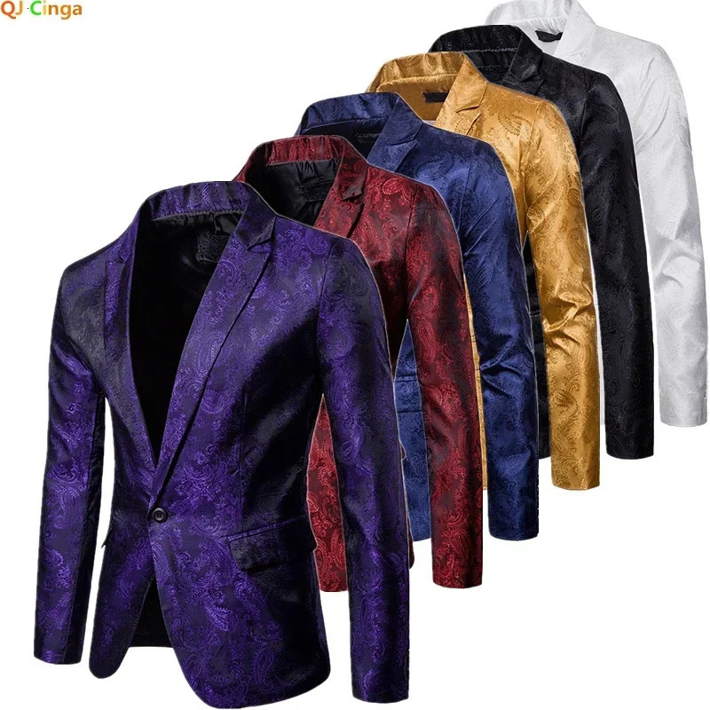 Purple Men's Suit Jacket Wedding Party Dress Coat Red Purple Blue Gold Men Blazer Size M L XL XXL XXXL 261015