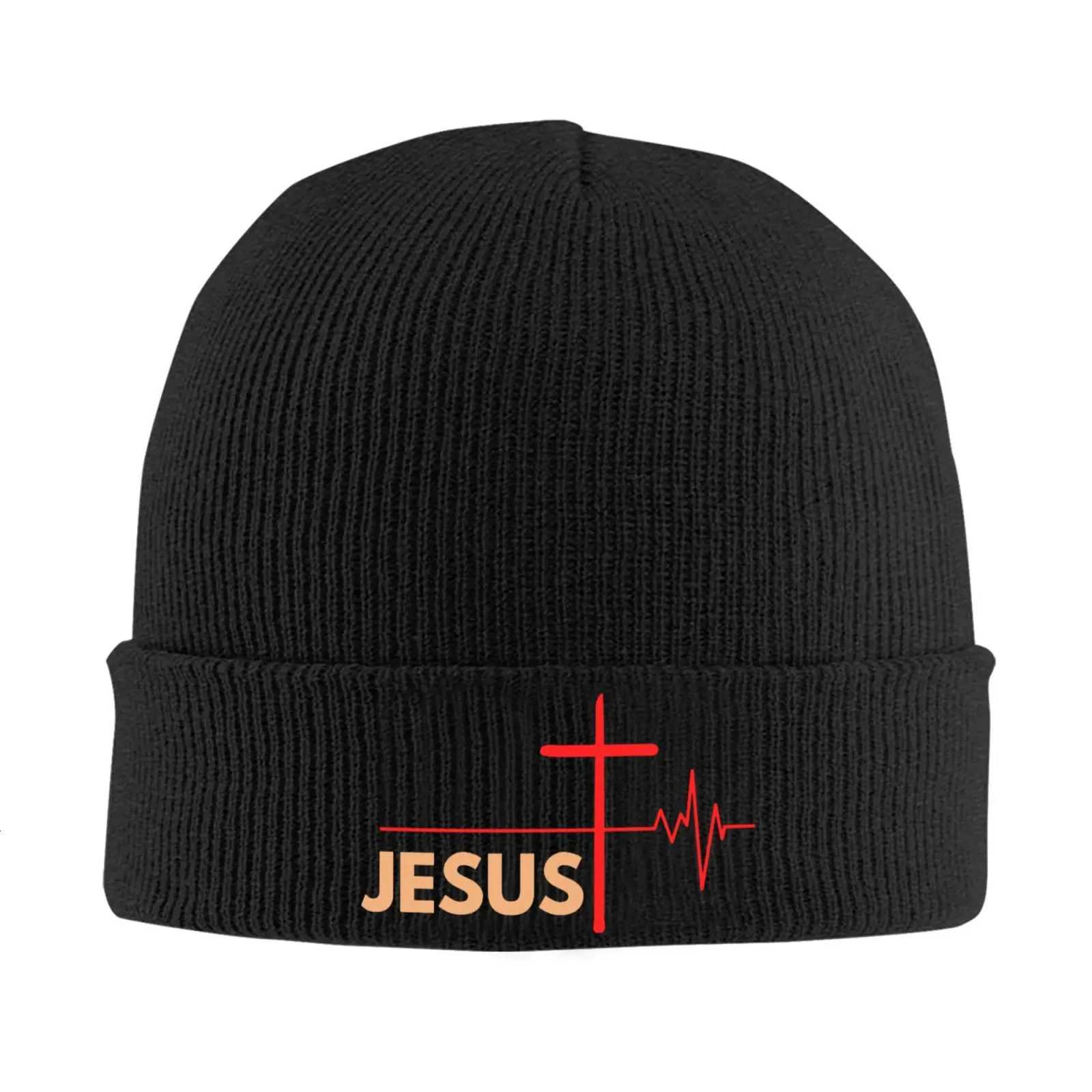 Beanie/Skull Caps Jesus Cross Knitted Hat for Men Women Knit Hats Winter Beanies Skull Cap Unisex Black Soft Warm Winter Hat Print Beanie HatT261017
