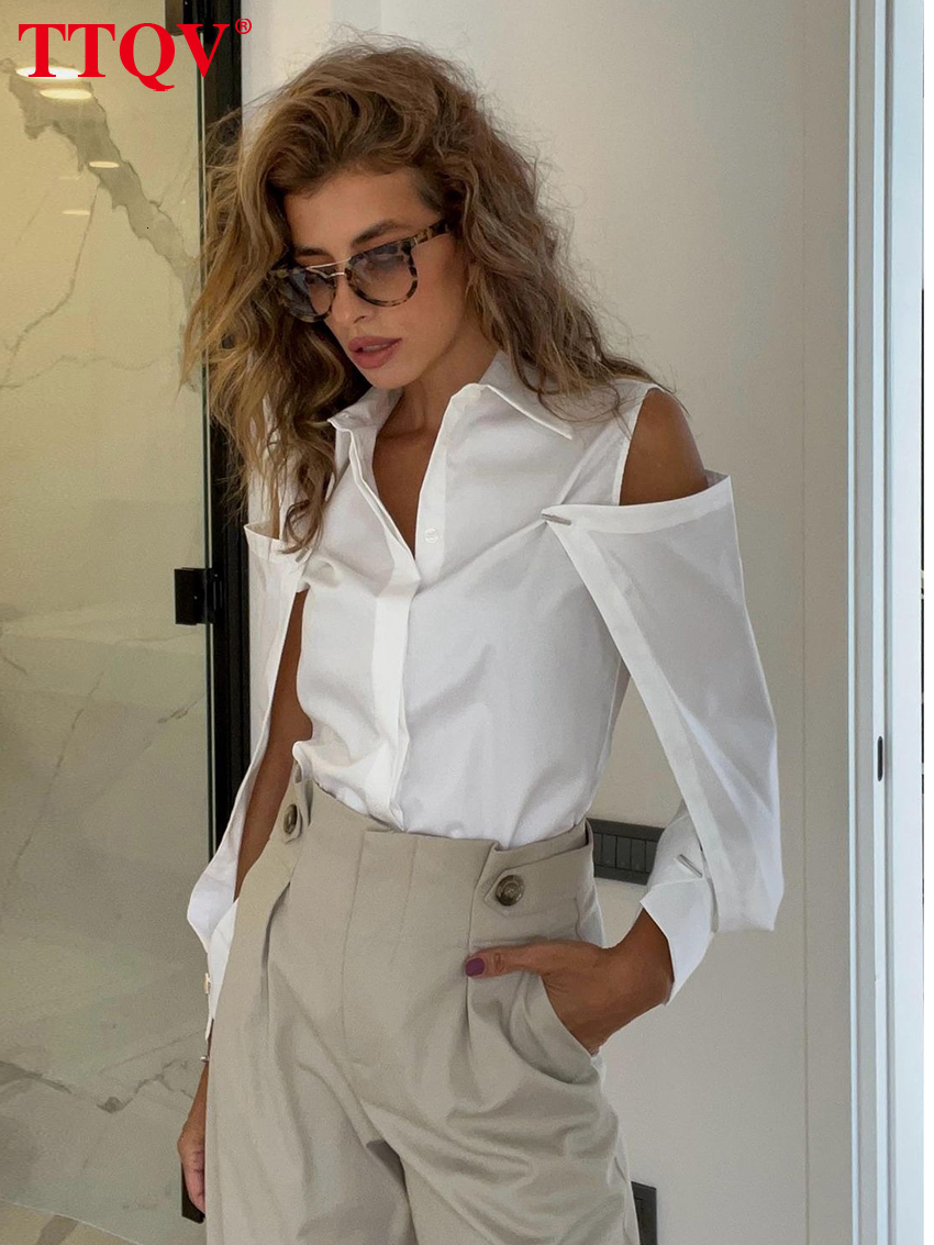 2026 Fashion White Cotton Women's Blouse Elegant Lapel Long Sleeve Hollow Out Shirts Casual Single Breasted Solid Shirt Female