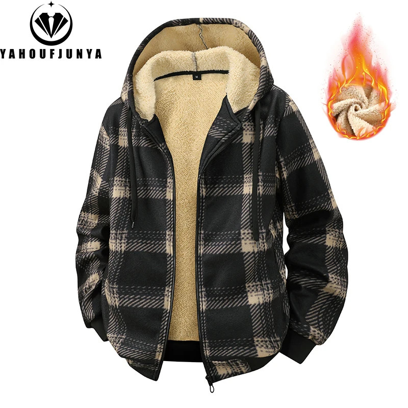 Spring Autumn Men Outdoor Leisure Windbreak Hooded Jacket Fleece Warm Solid Color Fashion Coat Male Clothing 261016