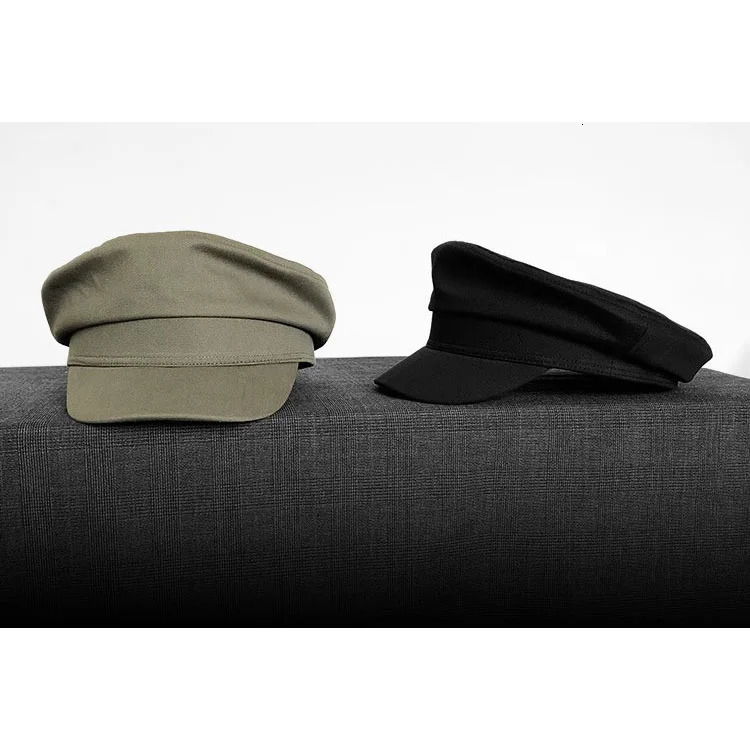 2025 Men's Nautical ed Cap - Vintage Flat Top Beret Military Style Breathable Cotton Summer Boating Hat Anchor Patch261016