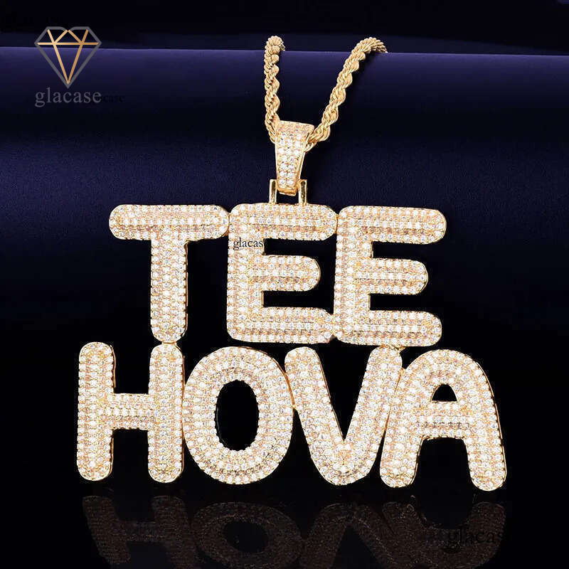 Hip Hop A-Z Custom Name Pendant Necklaces 5A Zircon Real Gold Plated Jewelry