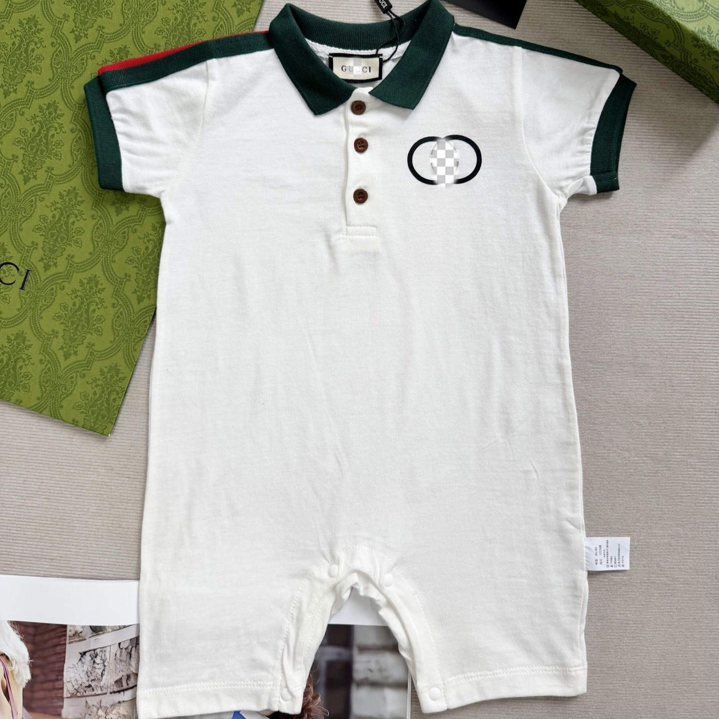 G family baby jumpsuit boys' summer clothes pure cotton POLO collar short sleeved crawling clothes baby fashion casual children's clothing