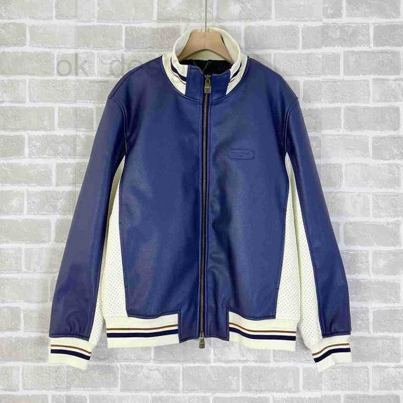 Men's Leather & Faux Leather Designer Autumn Winter color-blocked, loose-fitting leather jacket with a stand-up collar, suitable for men women,