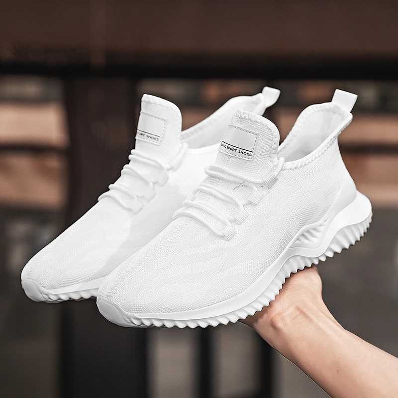 Casual Shoes YRZL Men's Mesh Casual Shoes Breathable High Quality Sneakers Trendy Lace-Up Lightweight Black Big Size Walking Man Tenis Shoe H26