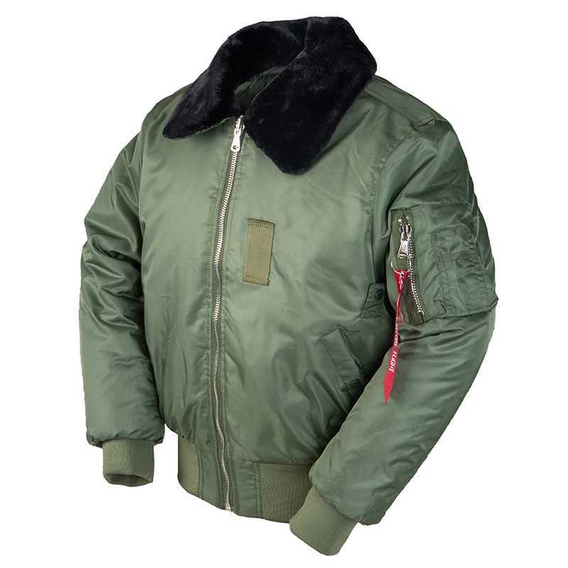 2025 winter vintage B-15 bomber flight us air force pilot jacket streetwear coats military hip hop tactical army for men fur S261017U3O0