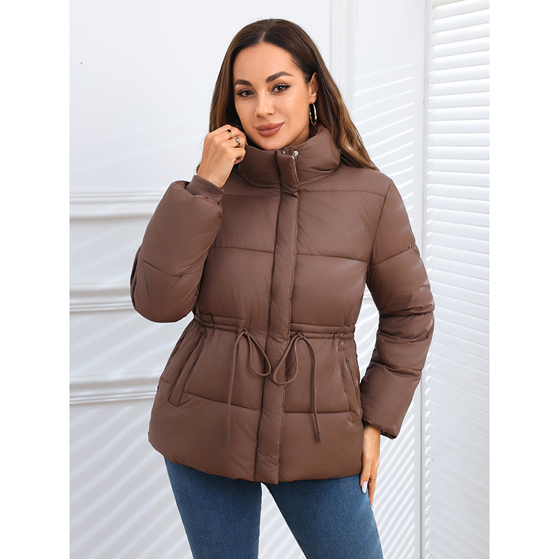 Luxury Brand Designer Clothing With European And American Style Slim Fit, Short Fit, Waist Cinched Down Cotton Jacket, Suitable For Women's Out