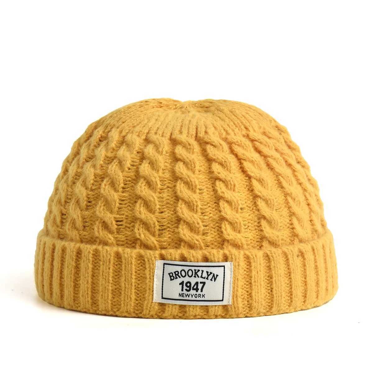 Beanie/Skull Caps BROOKLYN Knitted Hat for Men Women Caps Wool Fashion Simple Warm Skullies Beanies Solid Autumn Winter Beanie Cap Trendy StyleT2610