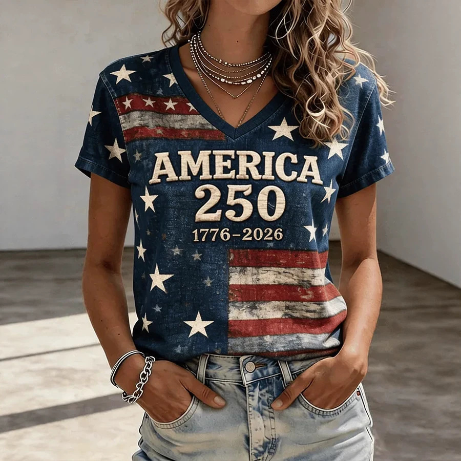 2026 New 3D Casual Versatile Fashion High-Quality Short-Sleeve V-Neck T-Shirt Free Shipping
