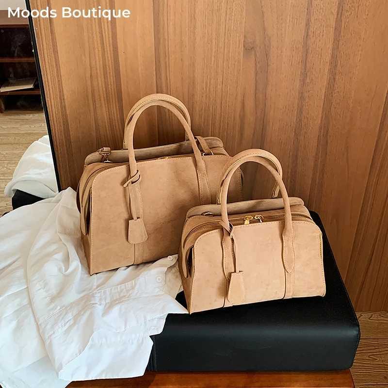 Evening Bags Totes MOODS Two-sized Designer Handbags For Women Faux Suede Pure Color Large Capacity Shoulder Cross Body Boston Bag 2026 H261016