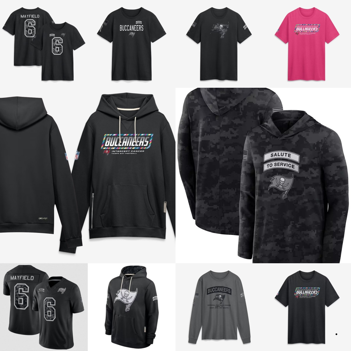 Buccaneer 2026 Men Crucial Catch Sideline Standard Issue Pullover Hoodie T-shirt Jerseys Women Youth Black Pink Jacket