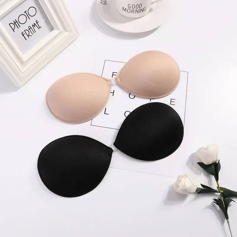 1/2Pcs Sexy Women Invisible Push Up Bras Reusable Adhesive Self-Adhesive Silicone Front Closure Sticky Bra Black Skin Strapless dongdumaoyi