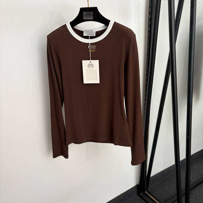 Women's Sweaters Designerwomen designer clothes high-end, elegant, slim-fit, new style, color-blocked, round-neck, long-sleeved T-shirt