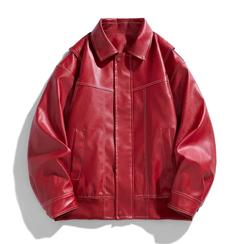 Spring Autumn Loose Trend Men Couple Jacket Lapel Motorcycle Handsome Coats Europe The United States Leather 261017