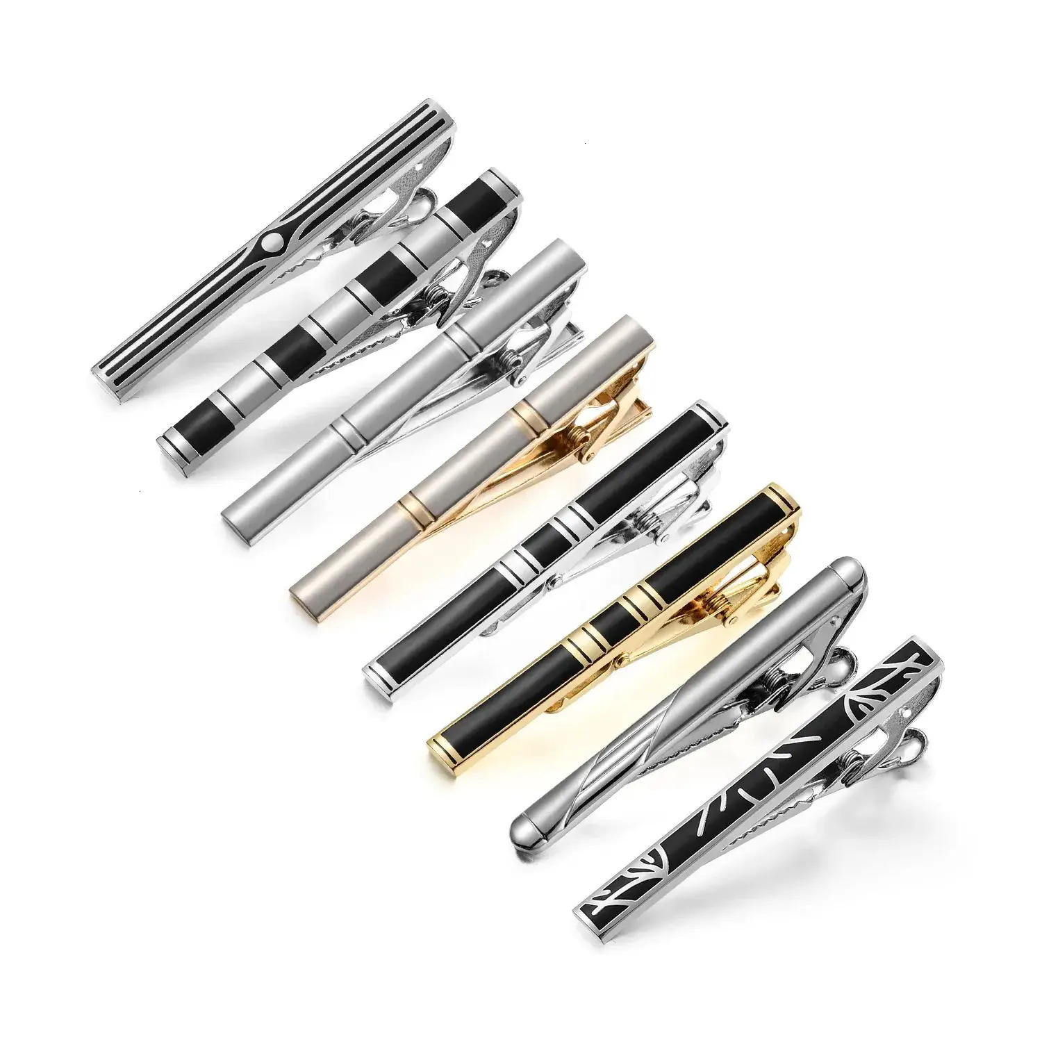 Tie Clip 7/8 PCS Tie Clips Set With clasp Box Wedding Guest Mens Jewelry Business Man Shirt Cufflinks Gift For Husband B