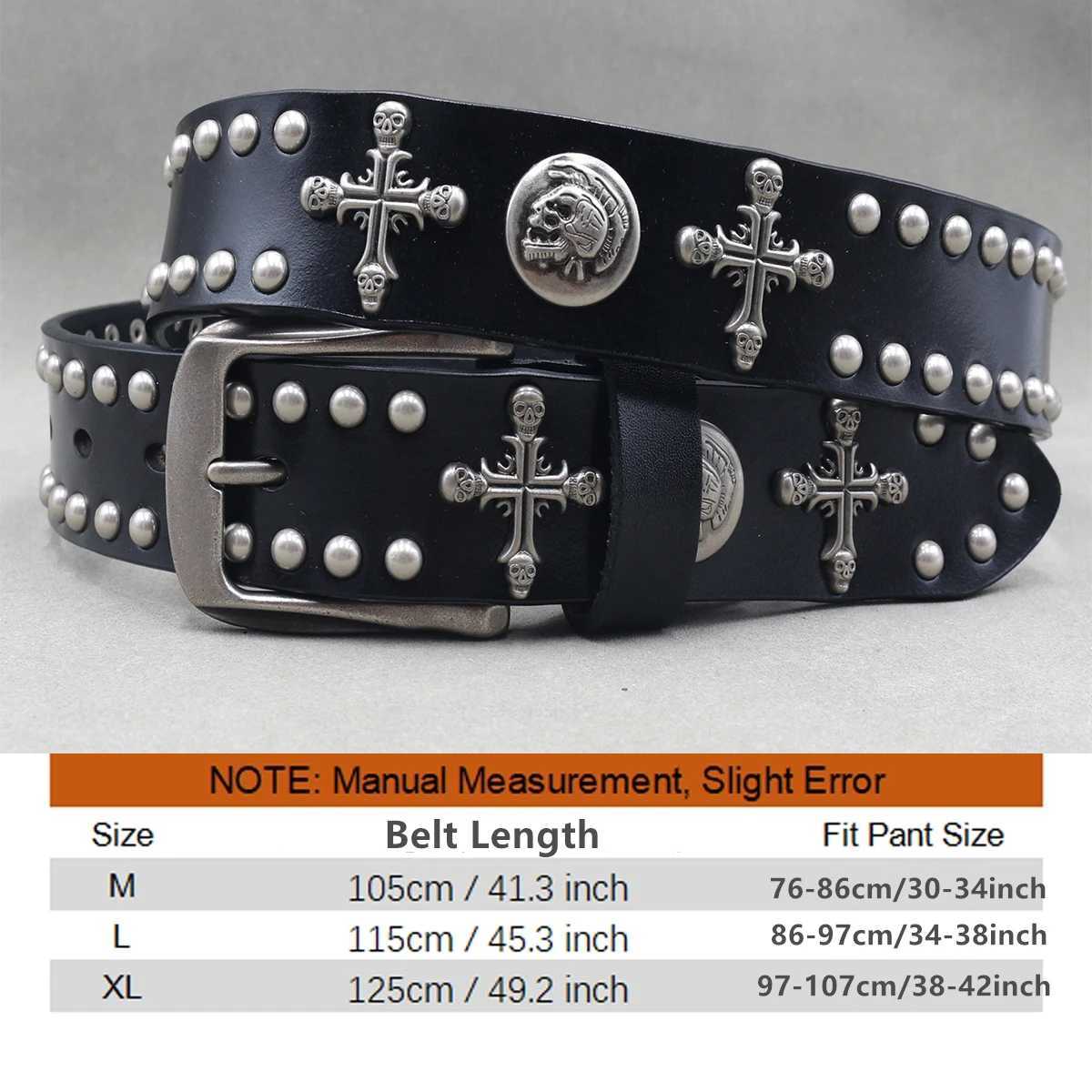 Metal Rivet Cowboy Belt NEW Genuine Leather Cowskin Men Belt Punk Rivet Jeans Belts For WOMEN Ceinture Homme Cinturones Hombre M261016