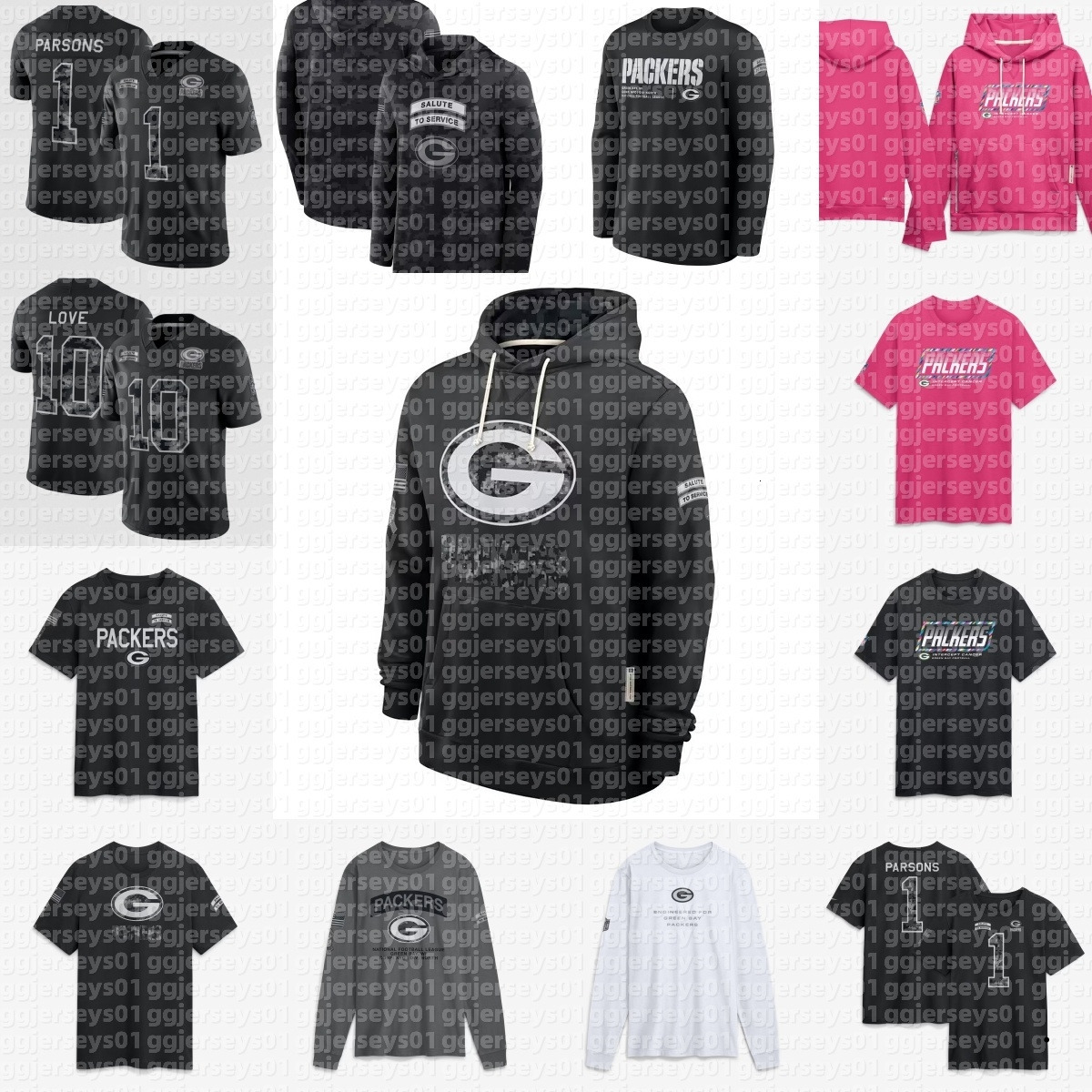 Packers Men T-shirt 2026 Salute to Service Sideline Pullover Hoodie Long sleeves Jerseys Women Youth Black Jacket