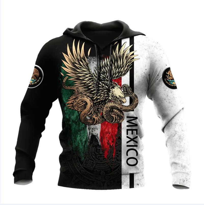 2026 Foreign Trade European American Men's Sweatshirts With Mexican Logo, 3D Printed, Autumn Winter Hooded, Wholesale, Casual And Versatile Fre