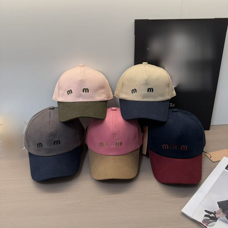 mm cap designer women drill hats Baseball Cap Women Two Tone Contrast Brim Hat Embroidered Logo Cotton Twill Curved Peak Adjustable Strap Streetwear