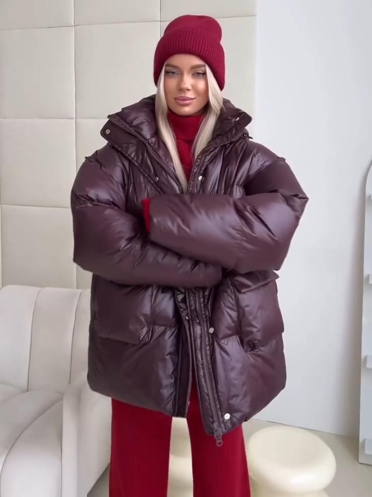 Women Puffer Down Jacket Coat Solid Color Hooded Mid Length Zipper Winter Jacket For Women Drawstring Waistband Pocket Coat 2026 Casual Street Daily