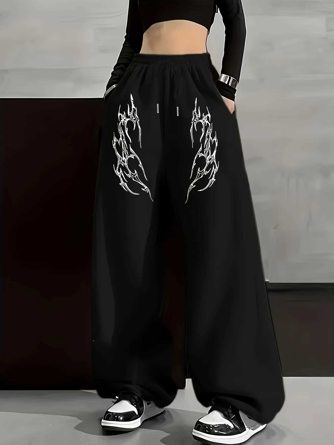 Trendy and Fashionable Loose Sports Pants Drawstring Running Pants Gothic Cute Y2K Loose Street Casual Pants S261016D3LT