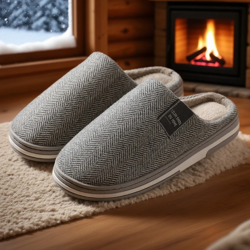 Winter Warm Cotton Men and Women Couples Flats Soft Non-slip Slides Home Indoor Slippers Large Size 40-51 ddmykukumalu