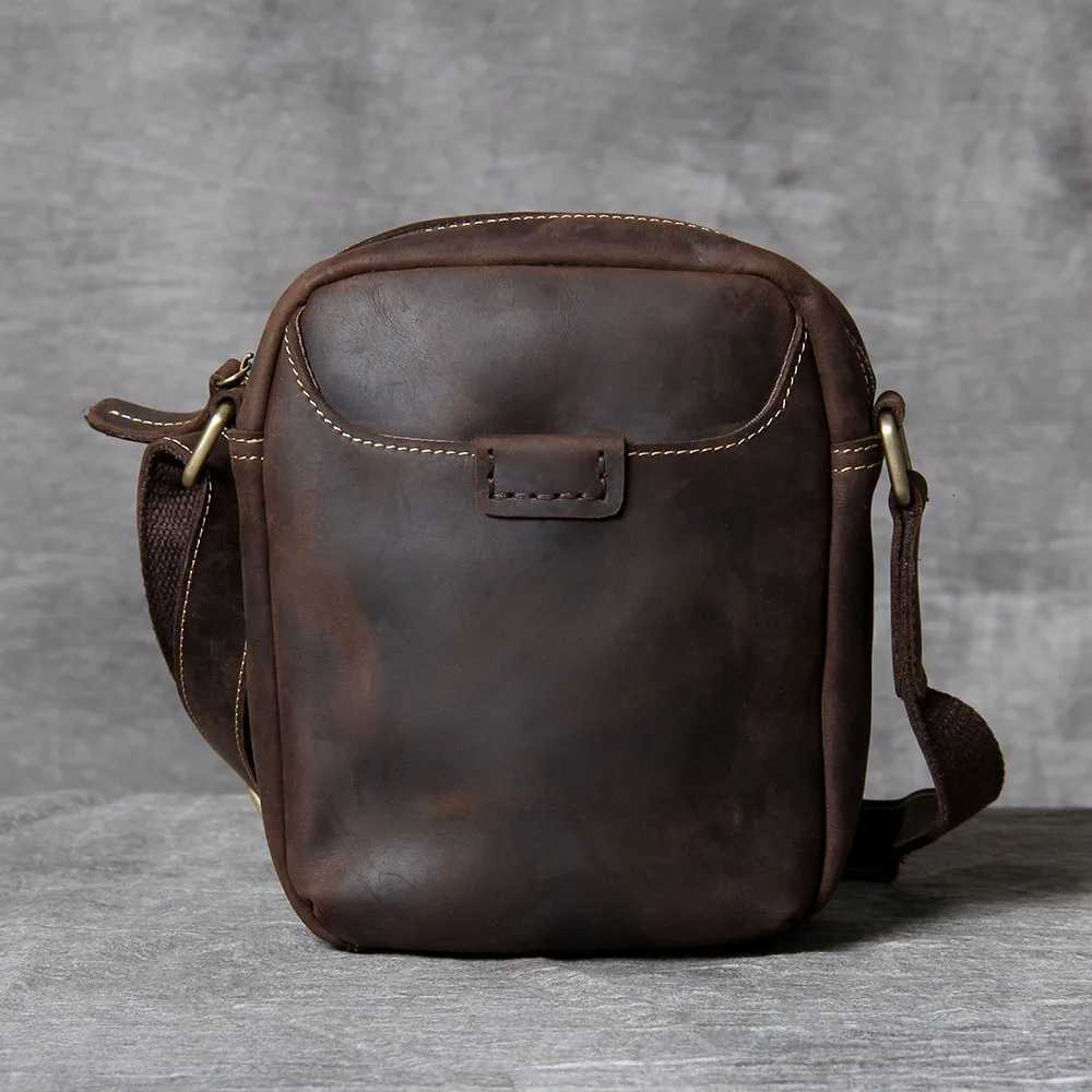 Designer Genuine Vintage Totes Leather S.WORKER Men's Shoder Bags Crossbody Bags Crazy Horse Handmade Mini Bag For Phe Keys J261016