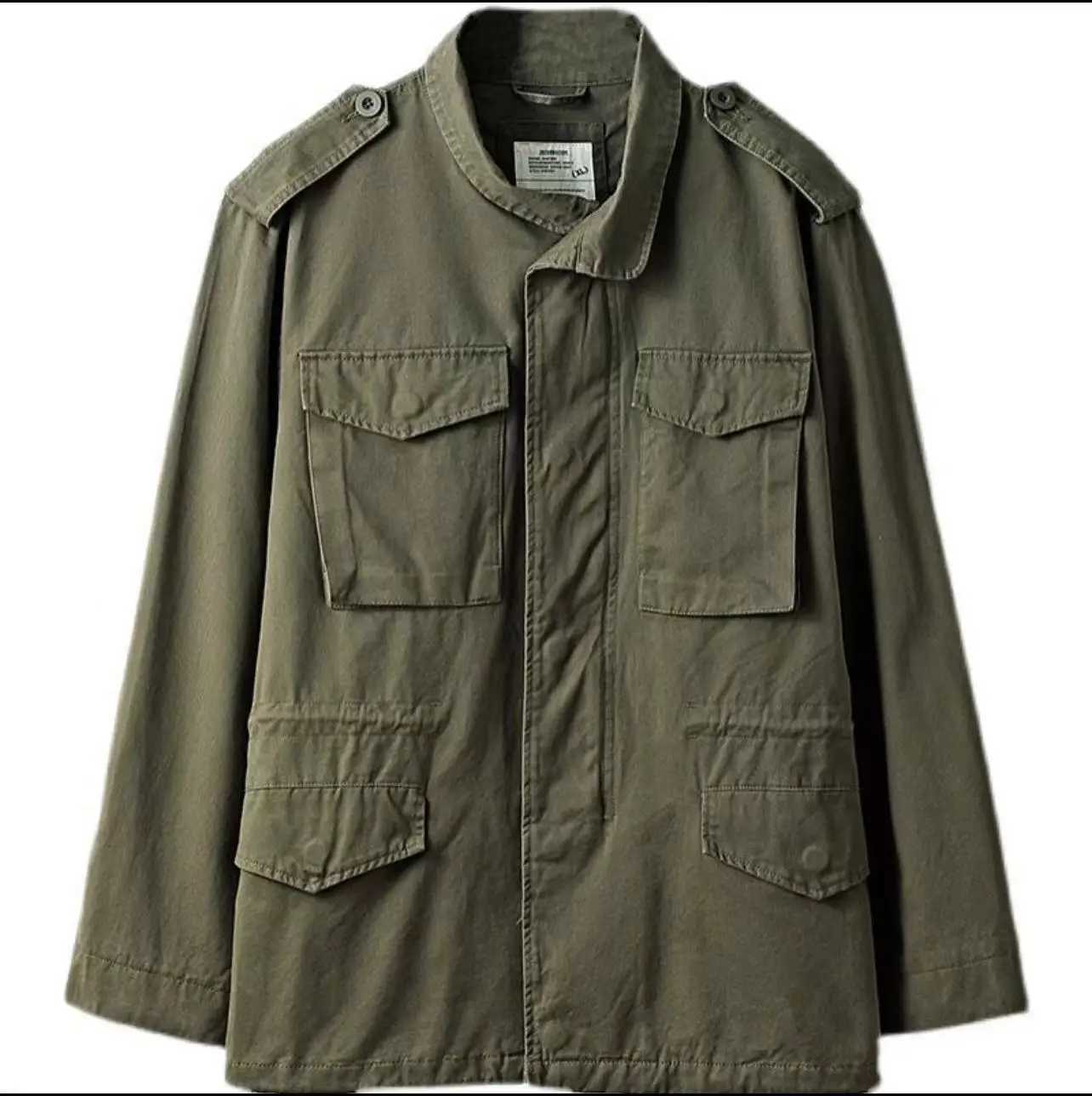 Vintage Men's Cargo Jacket Casual Solid Coat Mens Clothes Multi-Pocket Jacket Retro Jackets for Men Green Outdoor Windbreaker S261017MQ56