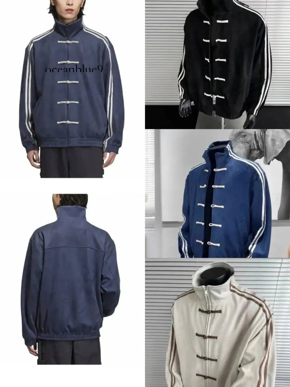 adidalyness jacket designer Three Striped Chinese Jacket Mandarin Collar individual Jacket Neck Tracksuit Outerwear Men Women Stand b75