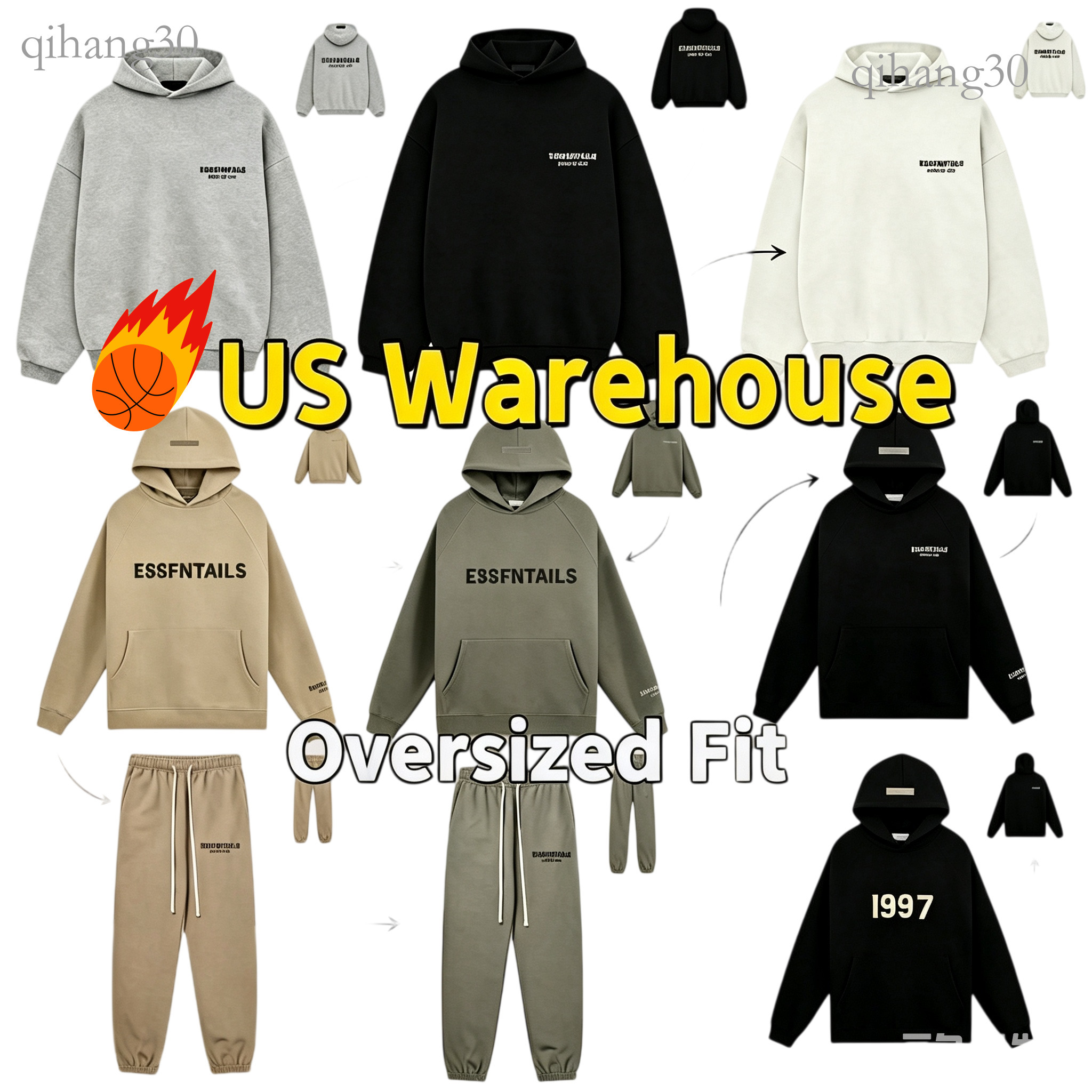 Essential Hoodie Men Designer Flocking Letters 3D Foam Print Oversized Minimalist Street Aesthetic Hoodies Unisex Sweatshirt Hip Hop Esstials Sweatp