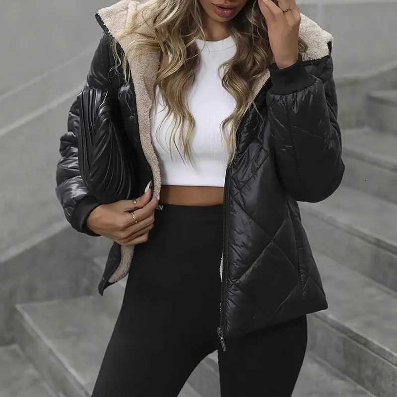 Women's Down Parkas New Autumn Winter Jacket Women Fashion Lightweight Hooded Down Cotton Overcoat Harajuku Black Thickened Warm Loose Zipper D
