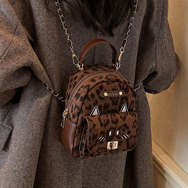 Leopard print for girls, mini chain backpack, new fashion versatile multifunctional handbag, shoulder bag, crossbody bag dhmallking