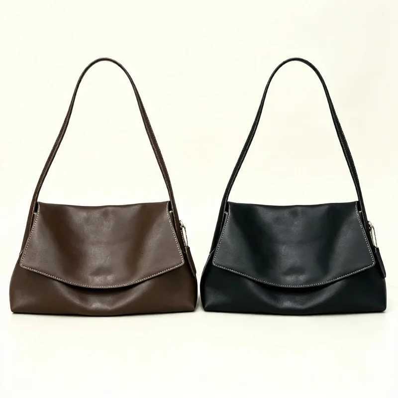 Evening Bags Genuine Leather Shoulder Bag Large Capacity Solid Color Flap Underarm Bag Vintage Handbag Casual Daily Commuter Tote Purse H261016