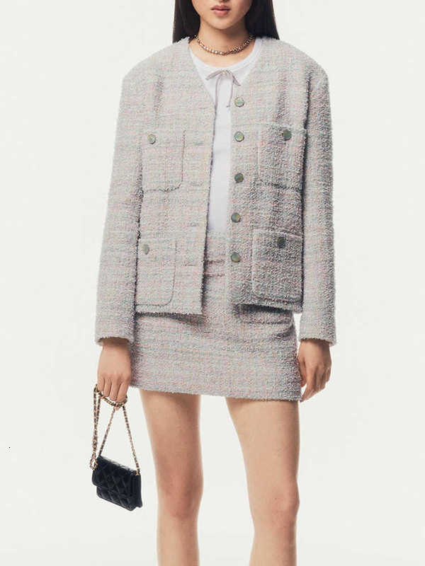 Women's Jackets Designer suit new chic and sophisticated two-piece set featuring short, elegant dress and tweed top, for autumn and designed cr