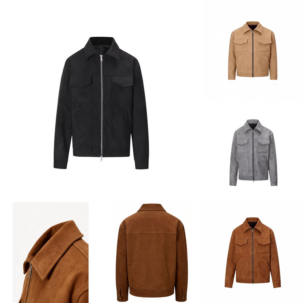 2026 New Men's Cross-Border Fashion Jacket, European and American Trendy Men's Jacket, Suede Zipper Large Pocket Jacket