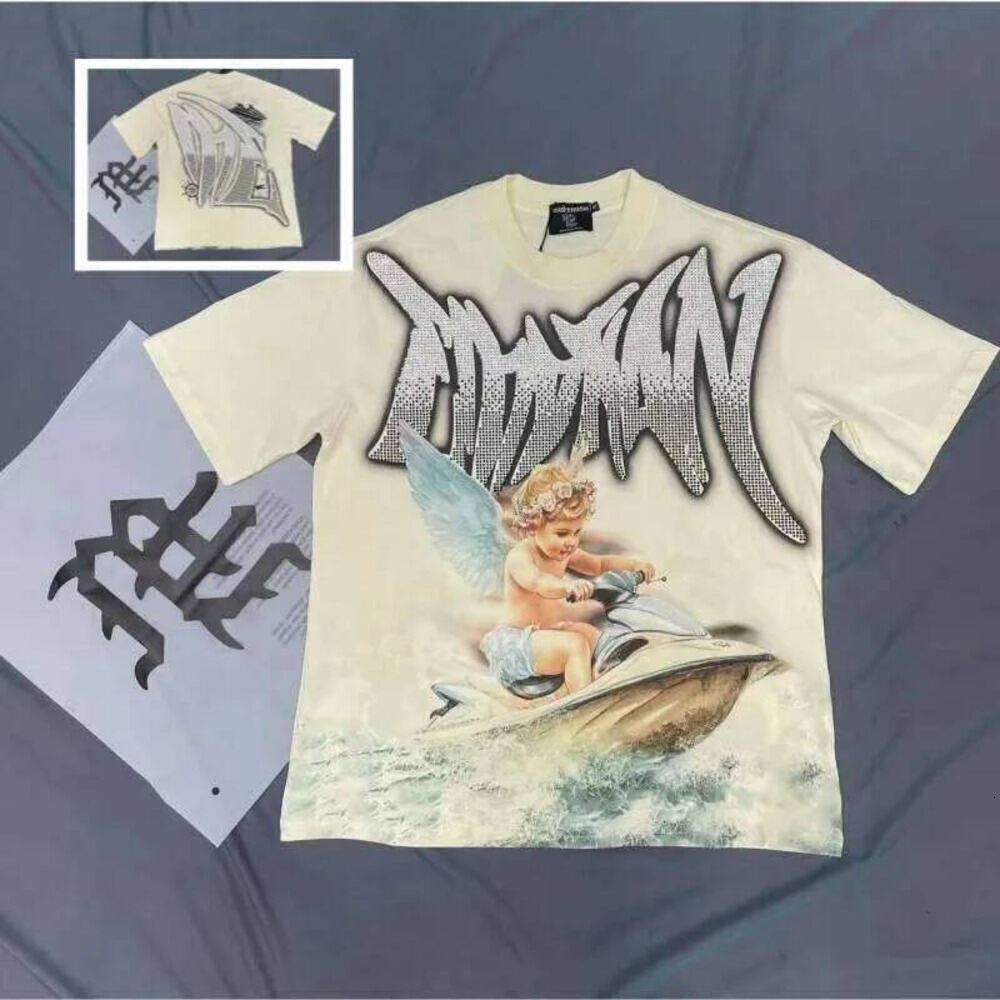 MIXED EMOTION T Shirts Men Women Couple Angel Print Summer Top Tee Round Neck Short Sleeve Emotions Shirt 3B8