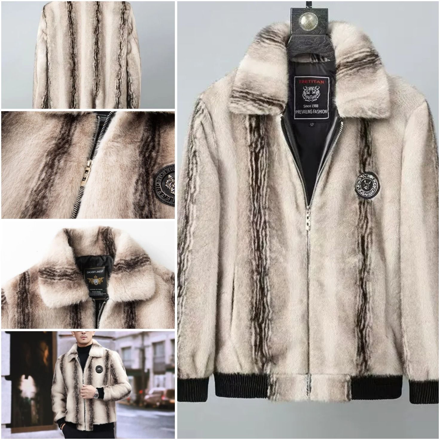 Free Shipping New Fashion Men Integrated Fluffy Leather Man Fleece Warm Fur Collar Casual Coats Male Slim Winter Jackets 5XL