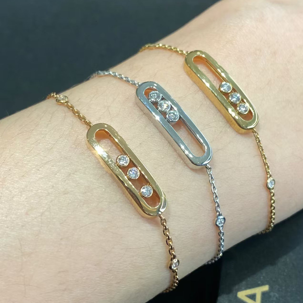 Mesikaa Jewelry Designer Messikaas Luxury Bracelet Luxe Bangle U-shaped Zircon Bracelet With Three Diamonds Rose Gold Adjustable For Women
