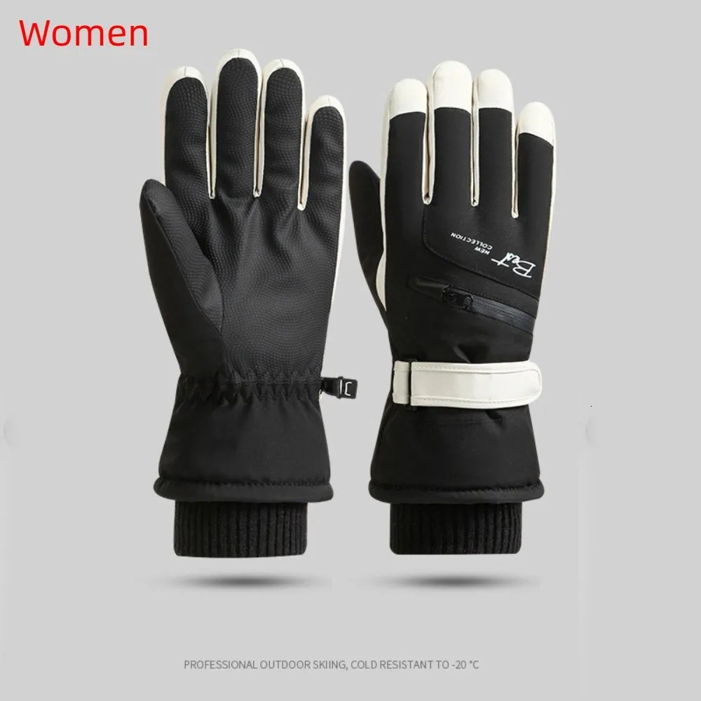 Windproof With Zippered Pocket Ski Gloves Thicken Winter Warm Gloves Riding Cycling Equipment Motorcycle Gloves Mountain Bike 261016
