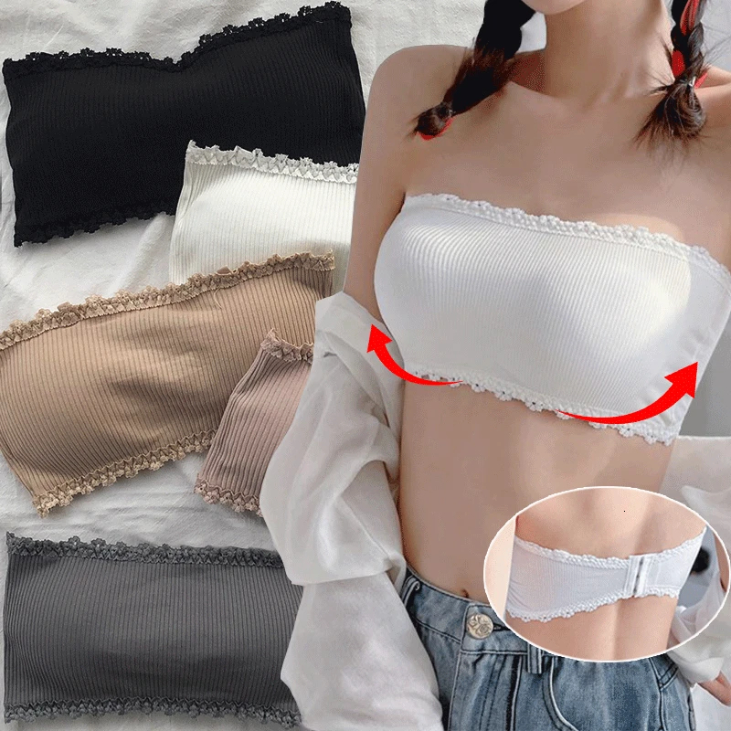 Summer Strapless Women Bras Back Lace Sexy Tops Seamless Breathable Underwear Brassiere Solid Invisible Chest Wraps Bra dongdumaoyi