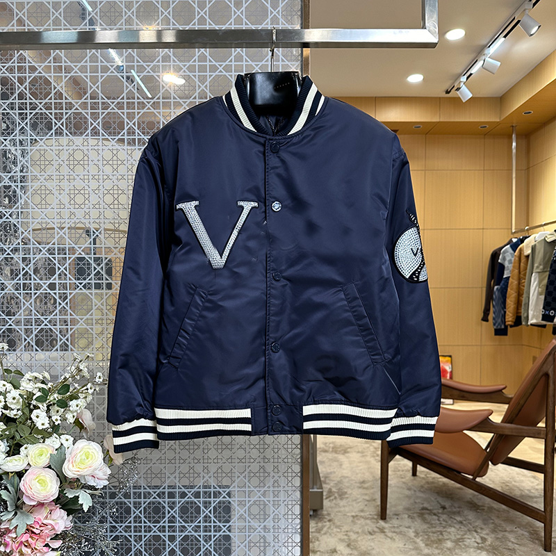 Women Chic Rhinestone Jacket Unisex Letter Baseball Jacket Striped Rib Collar Bomber Coat for Women