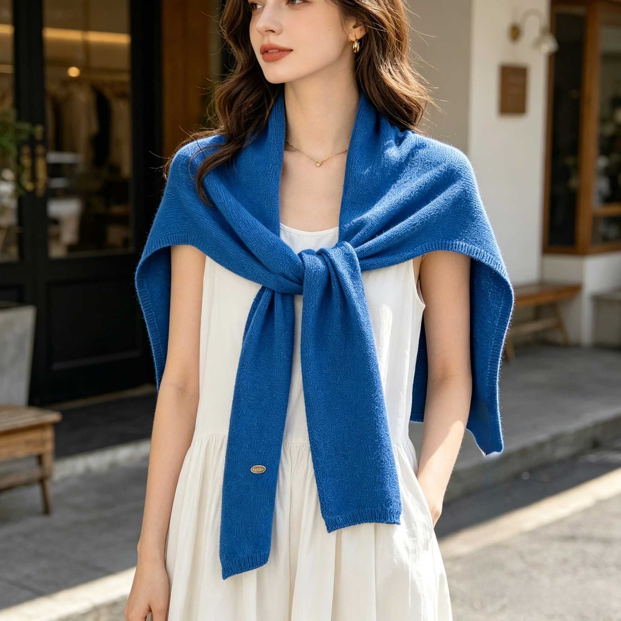 1 piece of high-end knitted shawl for women's summer thin style with knotted vest spring and autumn air-conditioned room S26101780AR