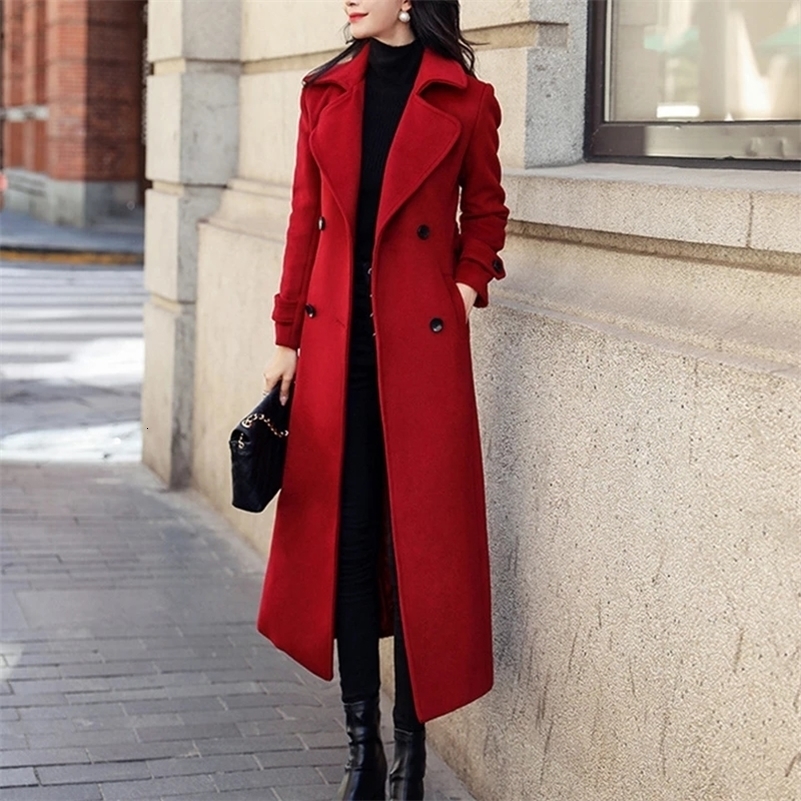 Women Coat Winter Korean Fashion Long Coated Thickened Woolen Winter Coat for Women Black Coat Harajuku 261016
