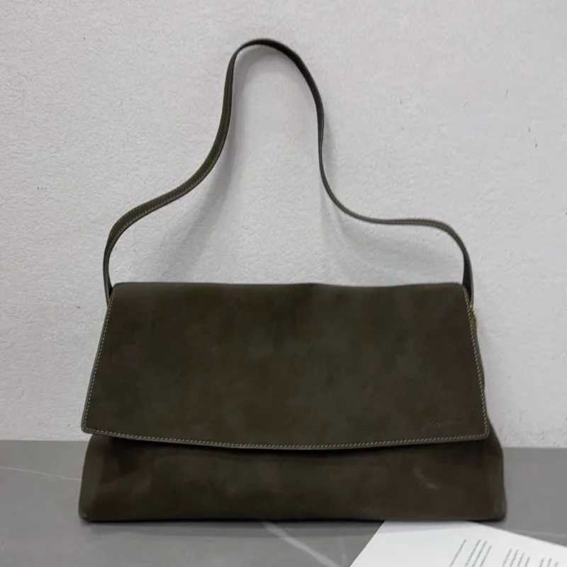 Cross Body Women Suede Shoulder Bag Simple Flap Design Solid Color Large Capacity Underarm Handbag Casual Daily Shopping Purse H261016
