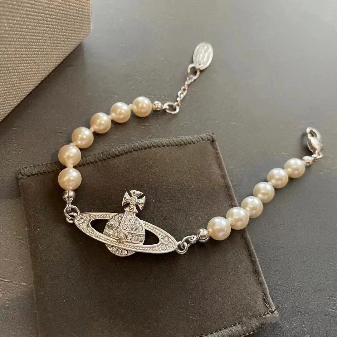 bracelet Xijia Classic Saturn Pearl Bracelet with High-Quality Diamond-Encrusted Planet Pendant, Popular Simple and Unique Hot-Selling Jewelry