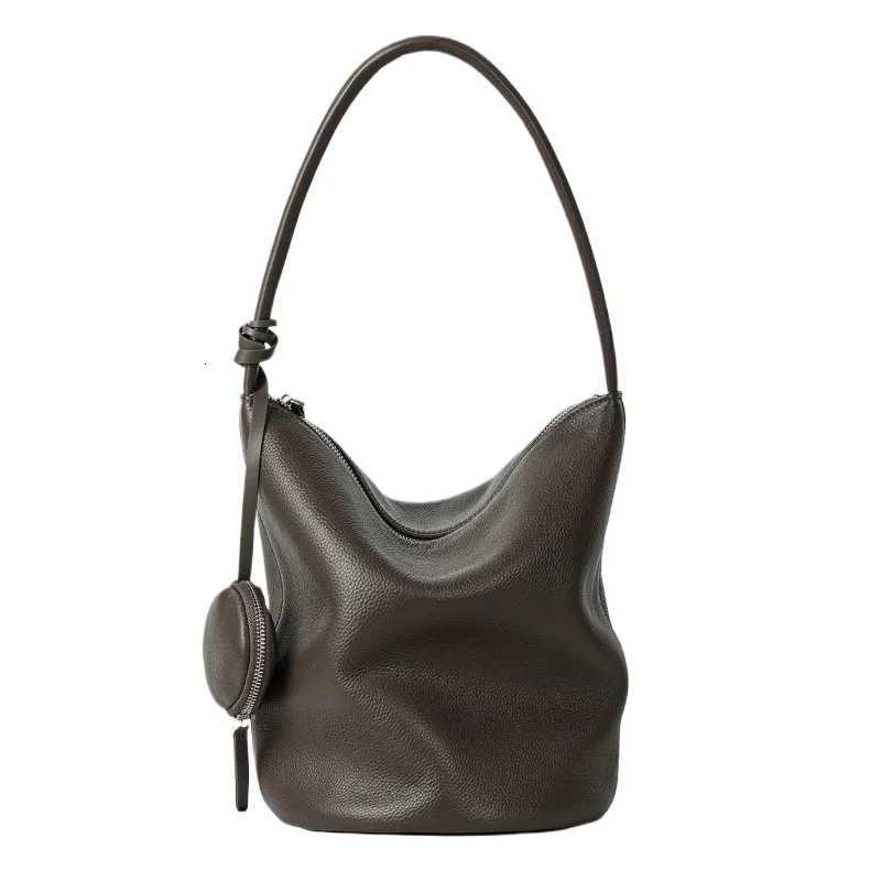 Evening Bags Elegant Timeless Work Bucket Bag for Women Genuine Leather Tote Top Handle Large Capacity Adjustable Shoulder Strap H261016